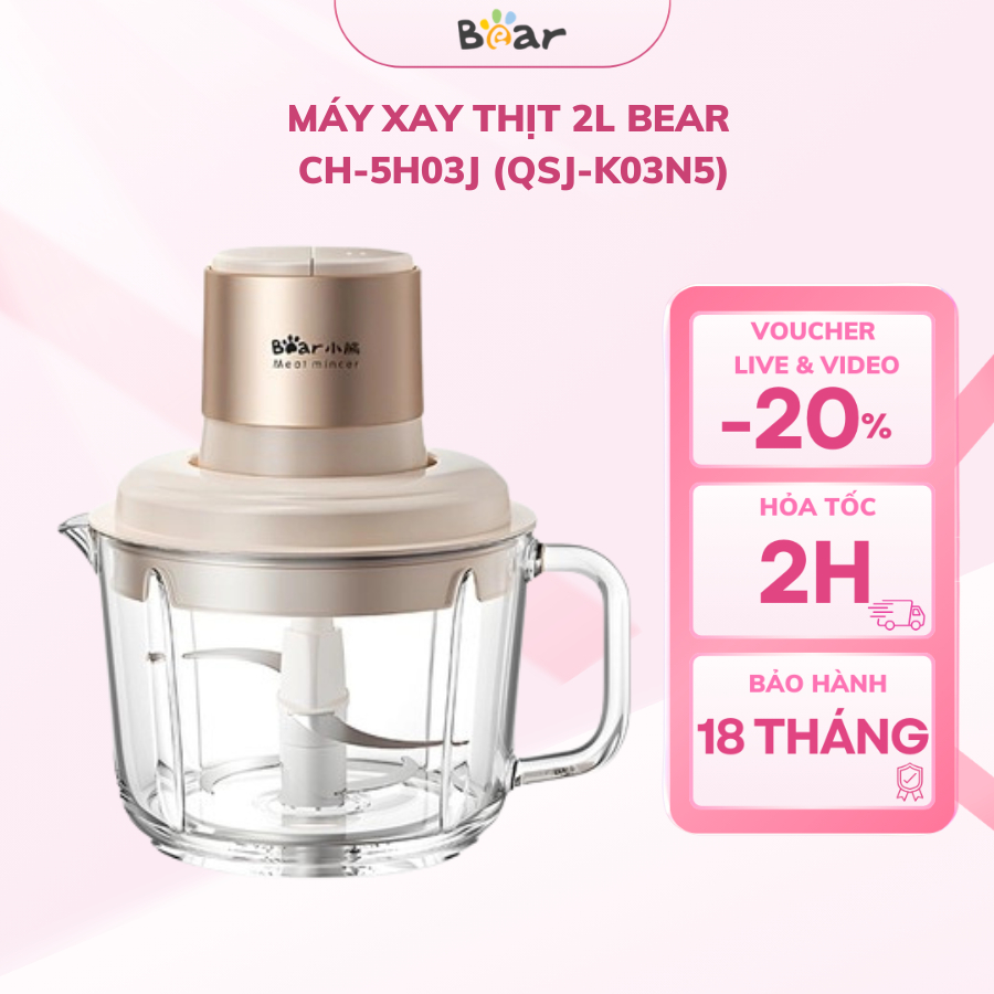 Máy xay thịt 2L Bear CH-5H03J (QSJ-K03N5), 300W,4 lưỡi dao inox, xay ớt hành tỏi cua cá, BH 18 tháng | BigBuy360 - bigbuy360.vn
