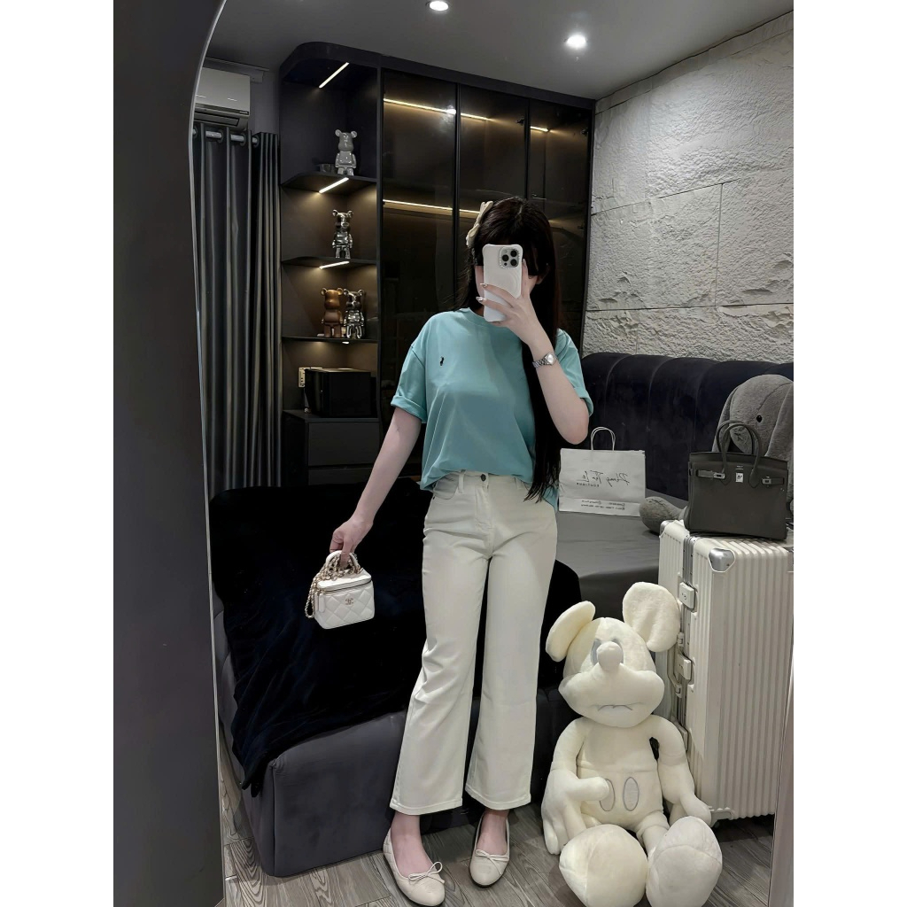 ÁO PHÔNG TRƠN XANH MINT CỘC TAY THÊU NGỰA cotton 4c cổ tròn FORM RỘNG | BigBuy360 - bigbuy360.vn