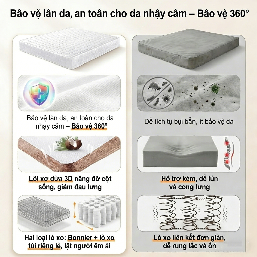 HEINO Nệm Cao Su Thiên Nhiên 15cm Mềm Mại Thoáng Khí Ép Chặt Lò Xo Túi Chống Đau Lưng | BigBuy360 - bigbuy360.vn