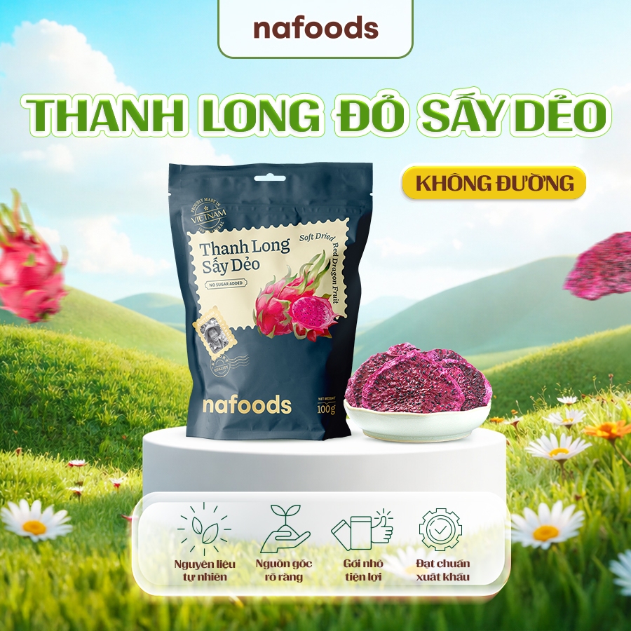 Thanh Long Đỏ Sấy Dẻo Không Đường Nafoods - Túi 100g