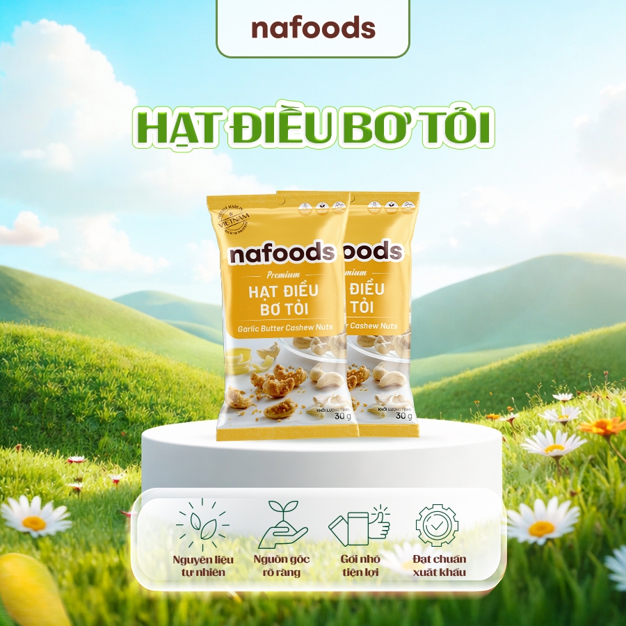 [29K - TÚI DÙNG THỬ] Hạt Điều Bơ Tỏi Nafoods Túi 30gr