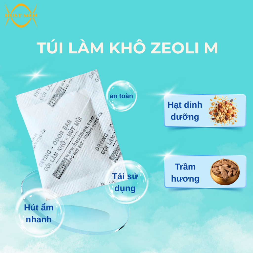 Gói hút ẩm Zeoli M cho hạt dinh dưỡng - HUST MEN