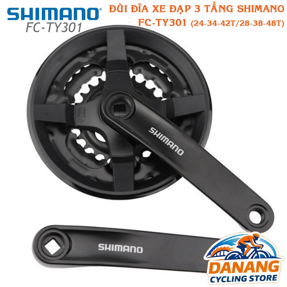 Đùi Đĩa Xe Đạp SHIMANO FC-TY301 3 Tầng 24-34-42T / 28-38-48T | Giò Dĩa MTB, Touring – Chính Hãng