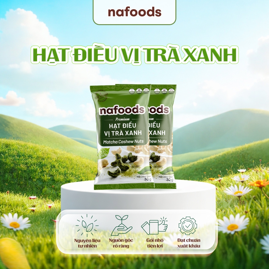 [29K - TÚI DÙNG THỬ] Hạt Điều Vị Trà Xanh Nafoods Túi 30gr