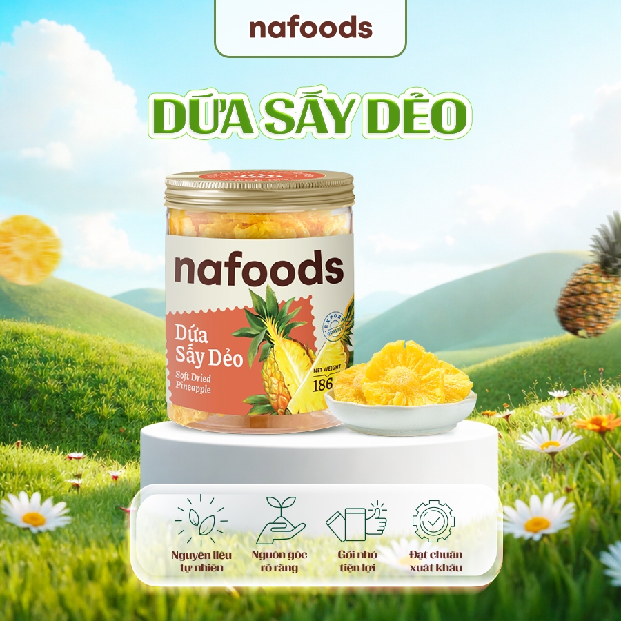 Dứa - Thơm Sấy Dẻo NAFOODS Hũ 186gr