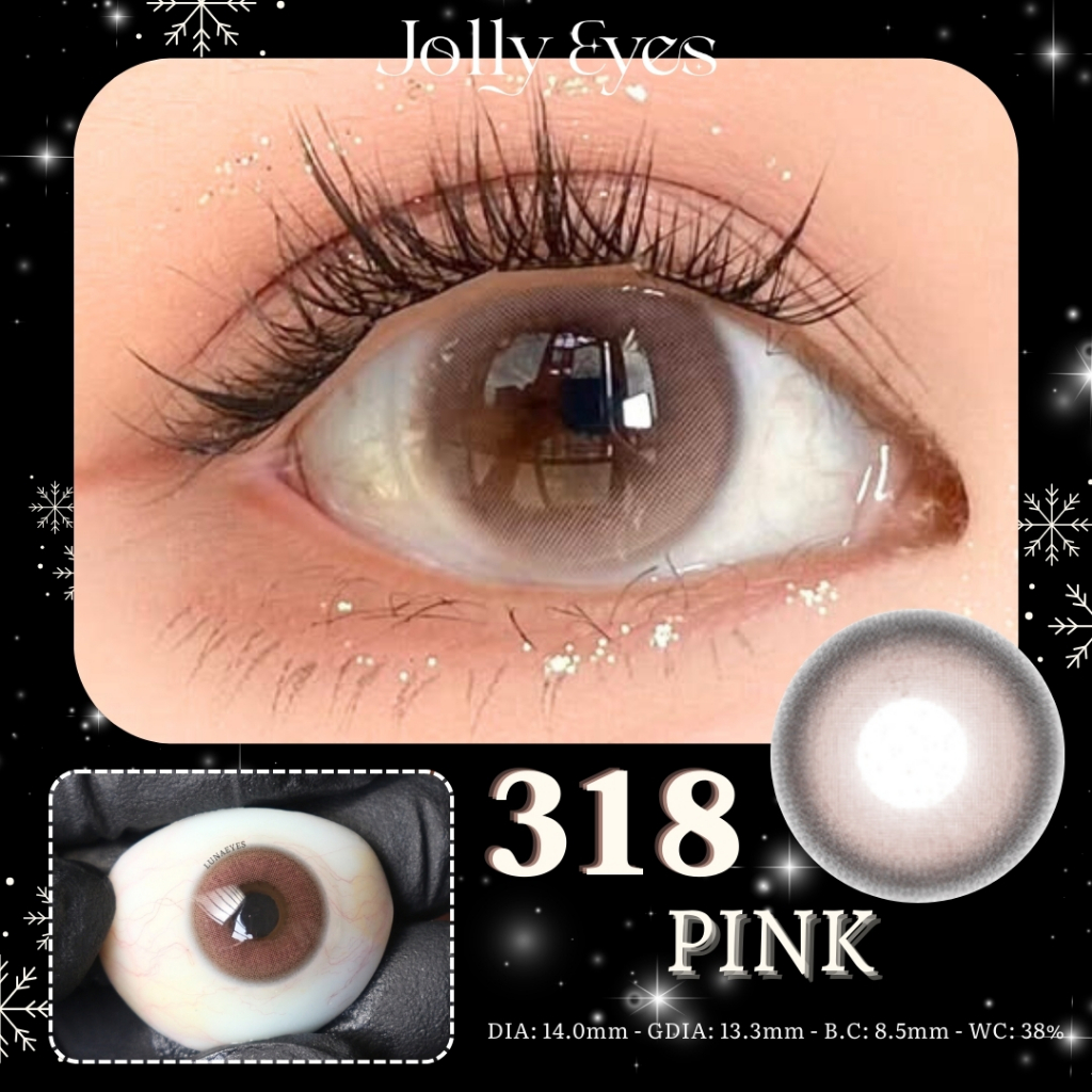 [1 YEAR] Lens cận FC 318 Pink 14.0mm Kính áp tròng JOLLY STORE