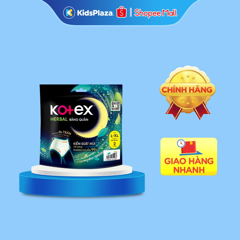 Băng vệ sinh Kotex thảo dược ban đêm dạng quần size M-L/ L-XL 2pcs cho mẹ