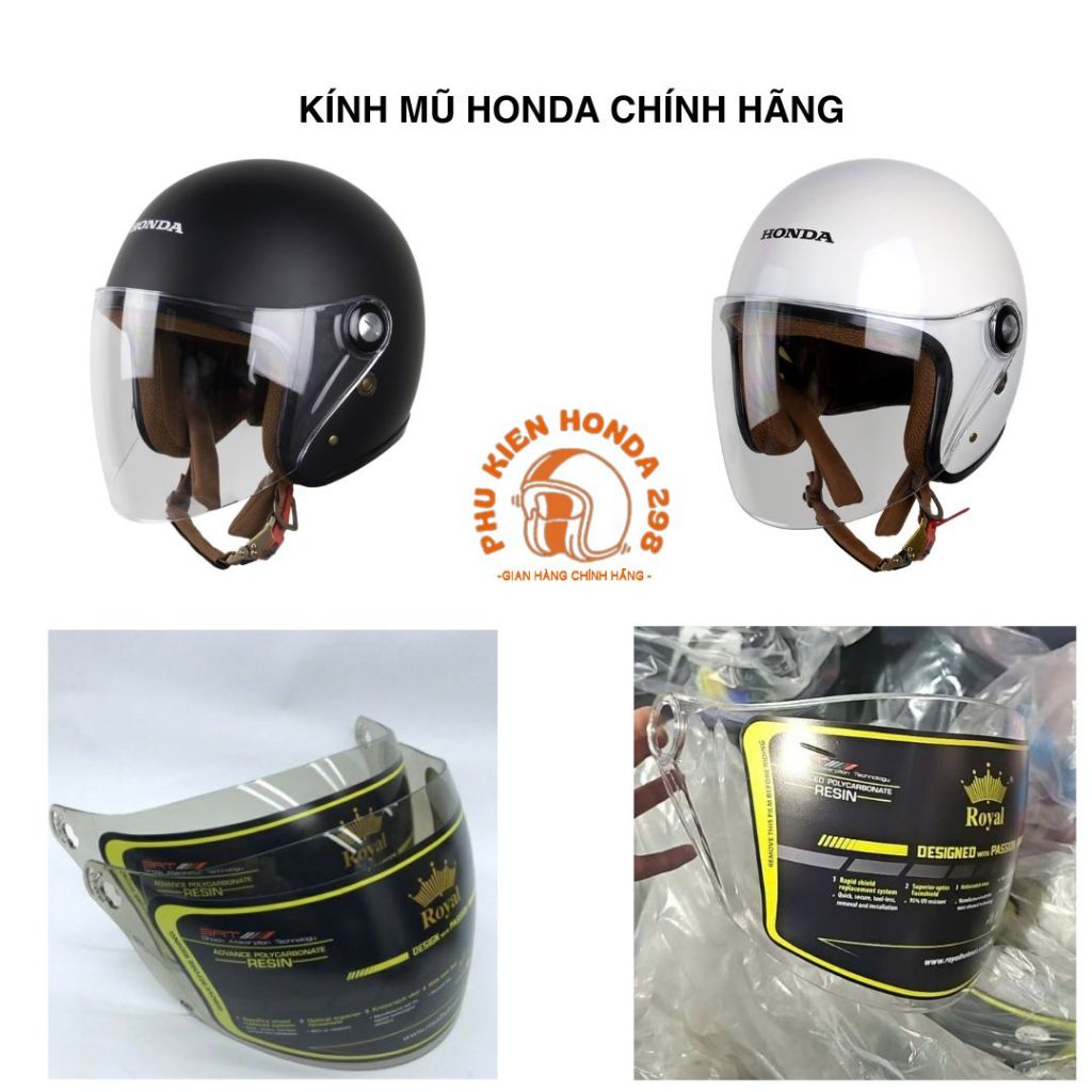 [Cam kết lắp vừa] Kính thay thế mũ bảo hiểm 3/4 HONDA (ROYAL) chính hãng