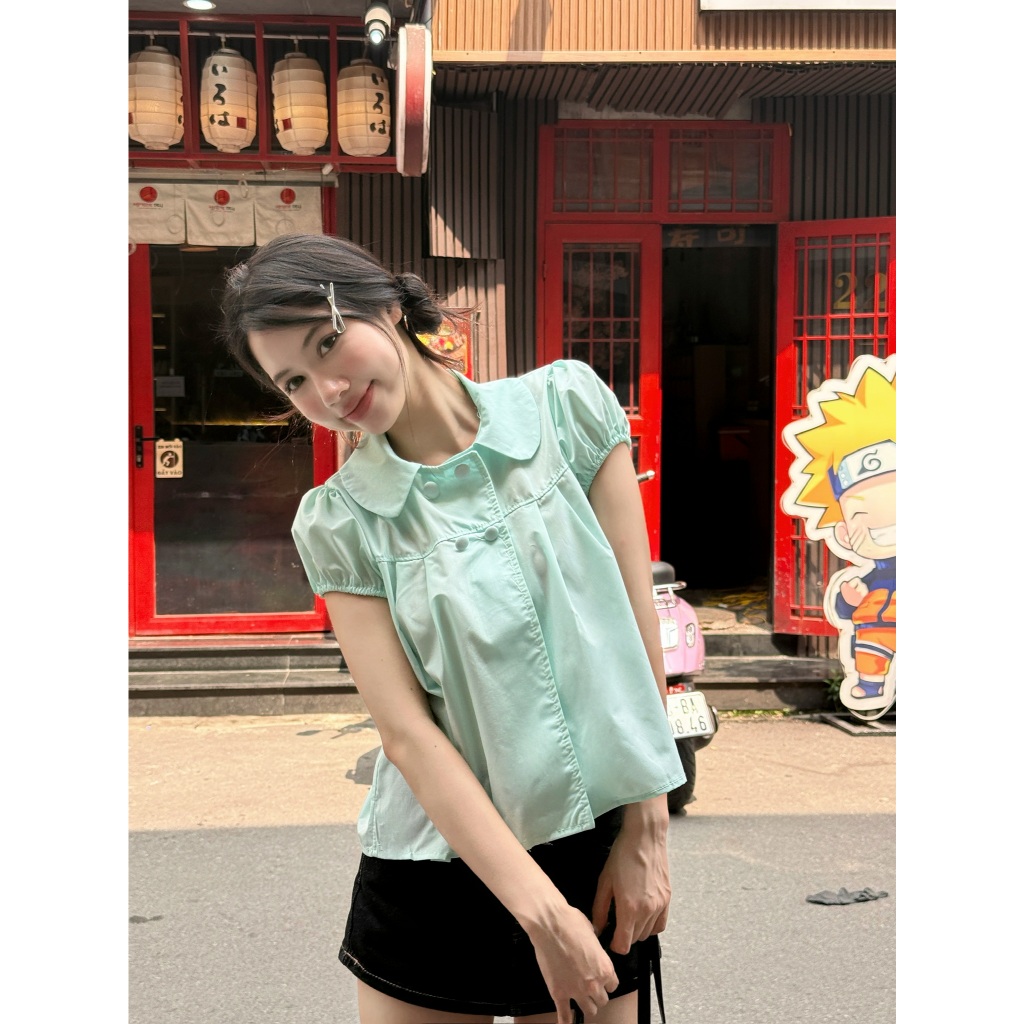 Áo babydoll 4 cúc tay bồng cổ sen, Áo kiểu nữ babydoll dành cho mùa hè - 29feb.closet - A596 | BigBuy360 - bigbuy360.vn