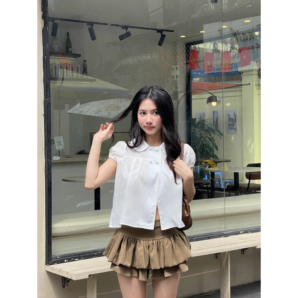 Áo babydoll 4 cúc tay bồng cổ sen, Áo kiểu nữ babydoll dành cho mùa hè - 29feb.closet - A596 | BigBuy360 - bigbuy360.vn