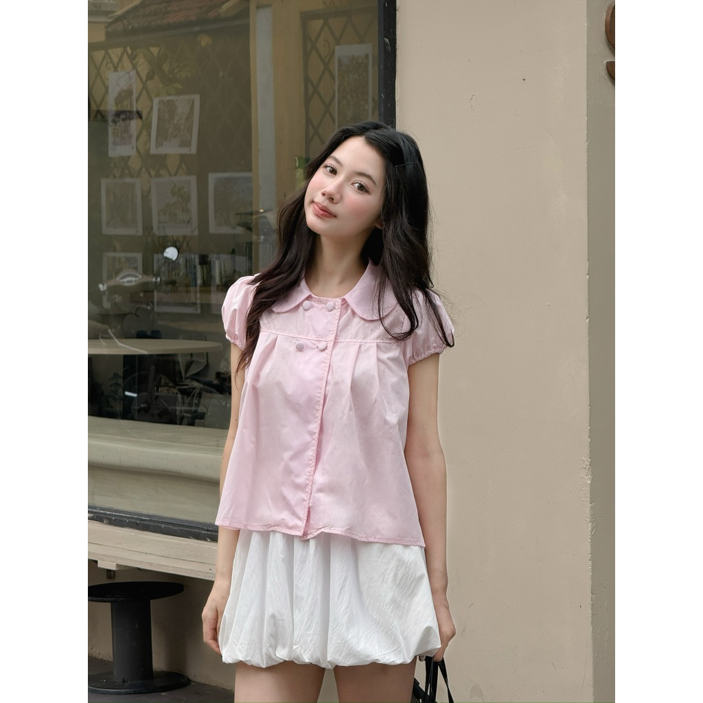 Áo babydoll 4 cúc tay bồng cổ sen, Áo kiểu nữ babydoll dành cho mùa hè - 29feb.closet - A596 | BigBuy360 - bigbuy360.vn