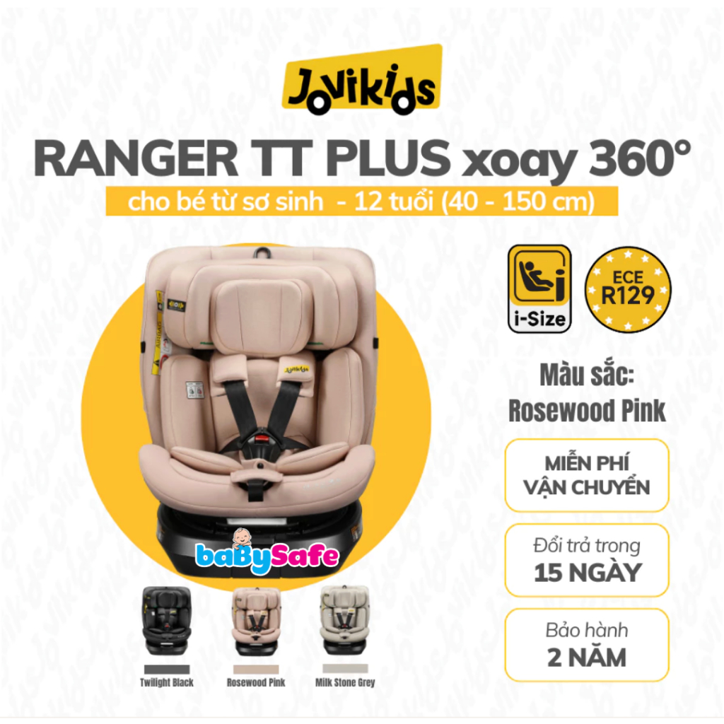 Ghế Ngồi ÔTô Cao Cấp Cho Bé RANGER TT Plus - Jovikids | Xoay 360° | i-Size ECE R129| 0–12 Tuổi