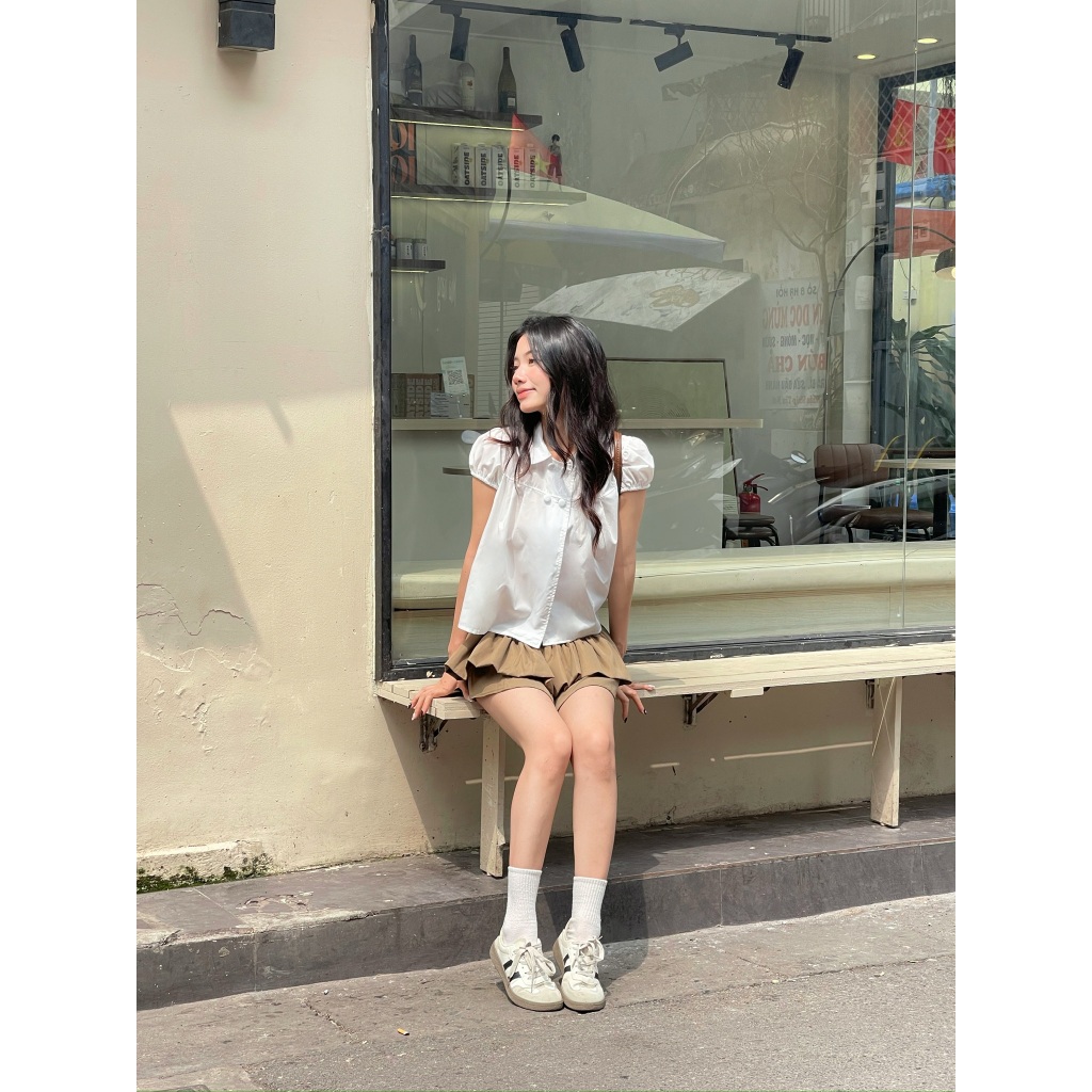 Áo babydoll 4 cúc tay bồng cổ sen, Áo kiểu nữ babydoll dành cho mùa hè - 29feb.closet - A596 | BigBuy360 - bigbuy360.vn