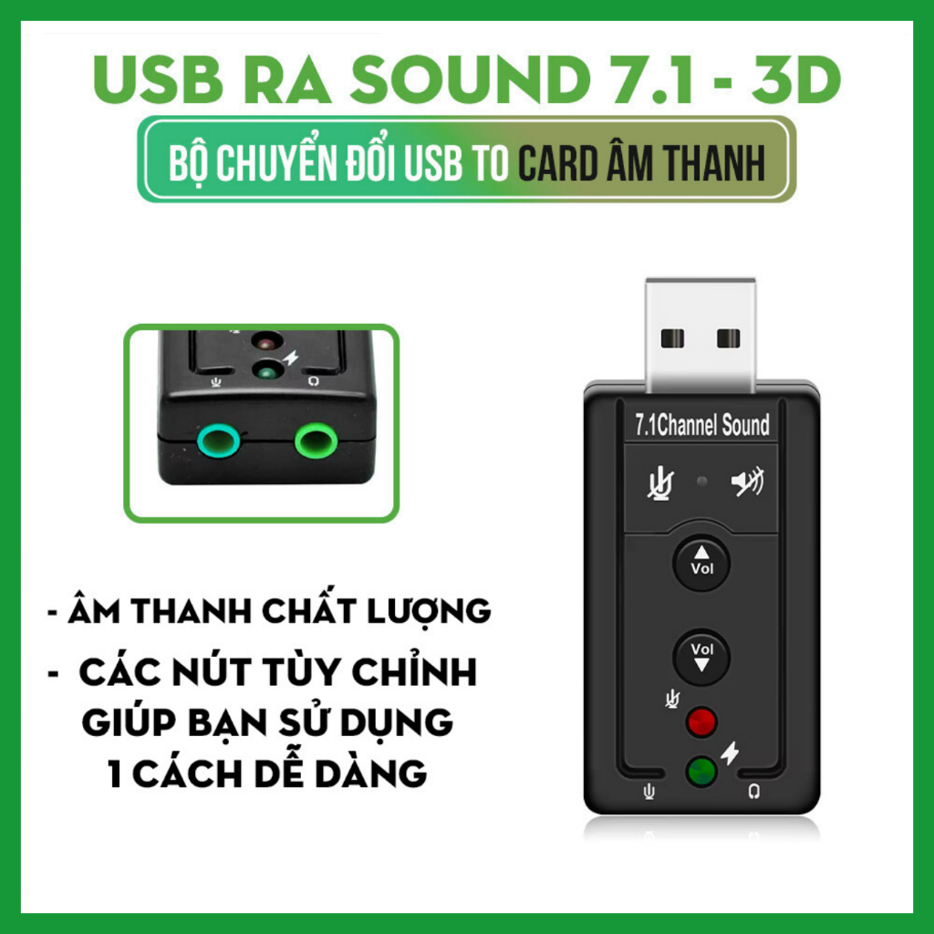 USB Sound Card 7.1 3D Âm Thanh Giả Lập – Card Âm Thanh USB Cho PC Laptop – USB Sound Card 7.1 3D Xịn