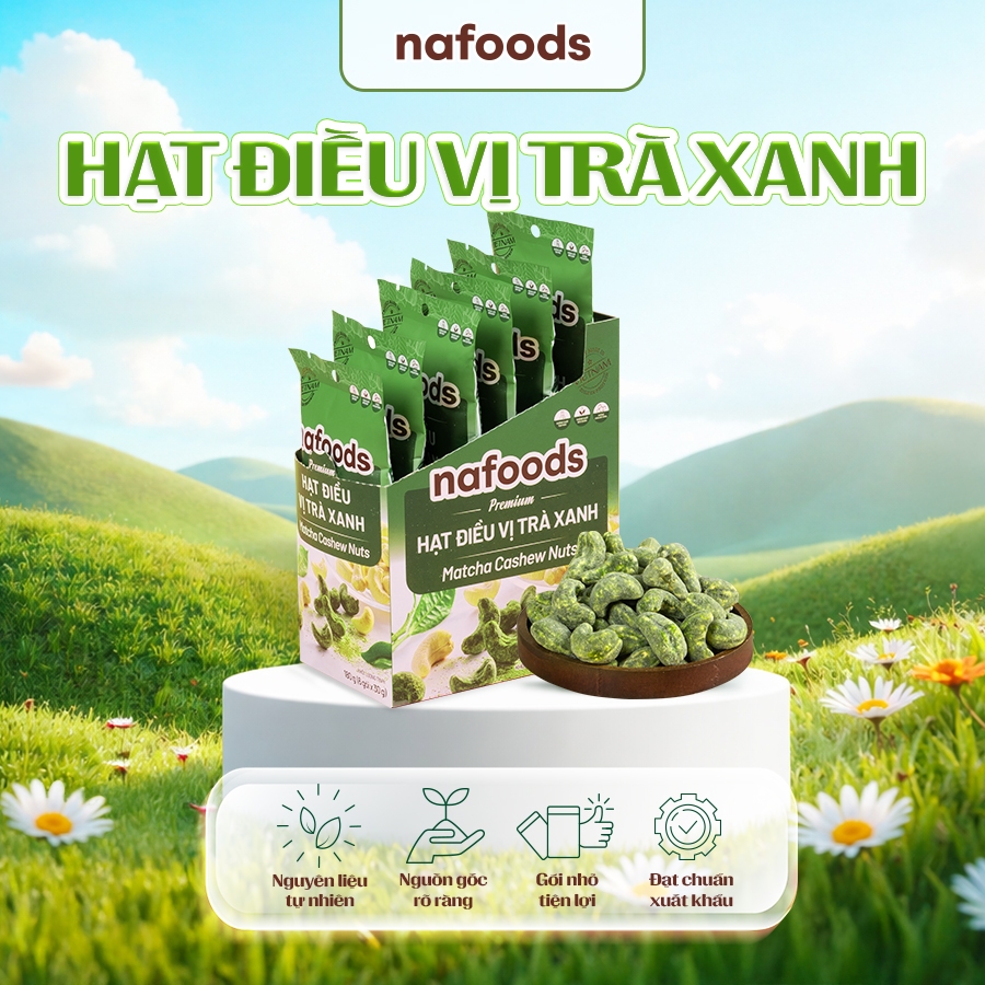 Hạt Điều Vị Trà Xanh Nafoods Hộp 6xTúi 30gr
