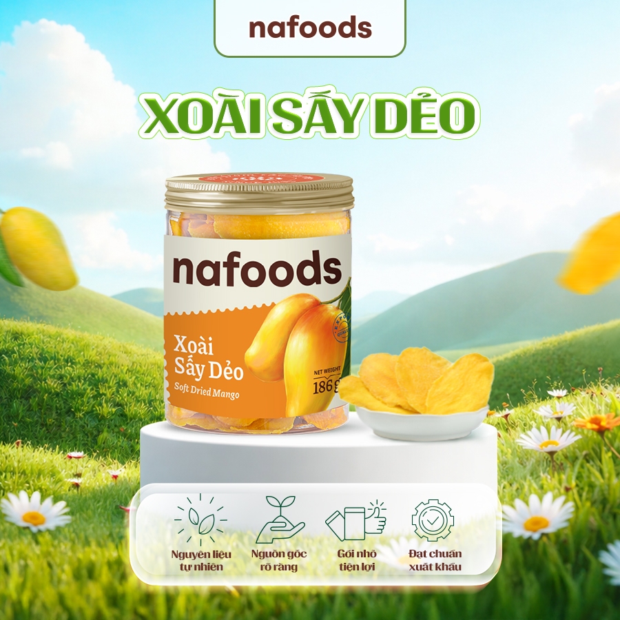 Xoài Sấy Dẻo Nguyên Miếng Nafoods Hũ 186gr