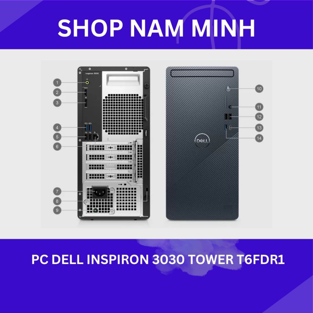 Máy tính để bàn đồng bộ Dell Inspiron 3030 Tower T6FDR1 (i5- 14400| 8Gb| 512GB| Wifi 6| Win 11). hàn