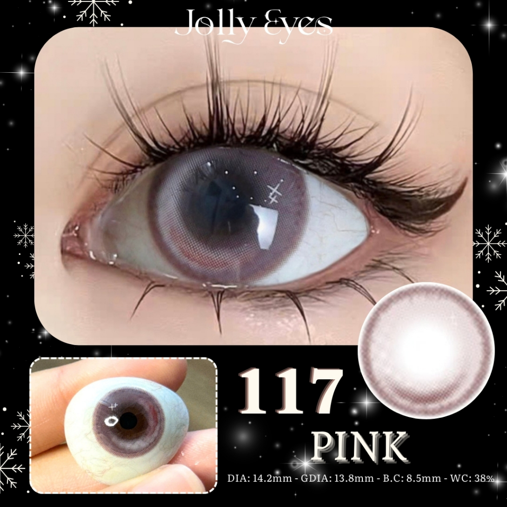 [1 YEAR] Lens cận E 117 Pink 14.2mm Kính áp tròng JOLLY STORE