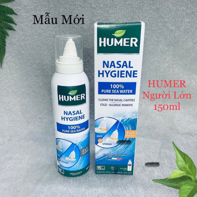 [Nhập khẩu Pháp] Xịt Muối Biển HUMER Người Lớn Và Trẻ Em 150ml, Vệ Sinh Mũi, Giảm Nghẹt Mũi, Hỗ Trợ 