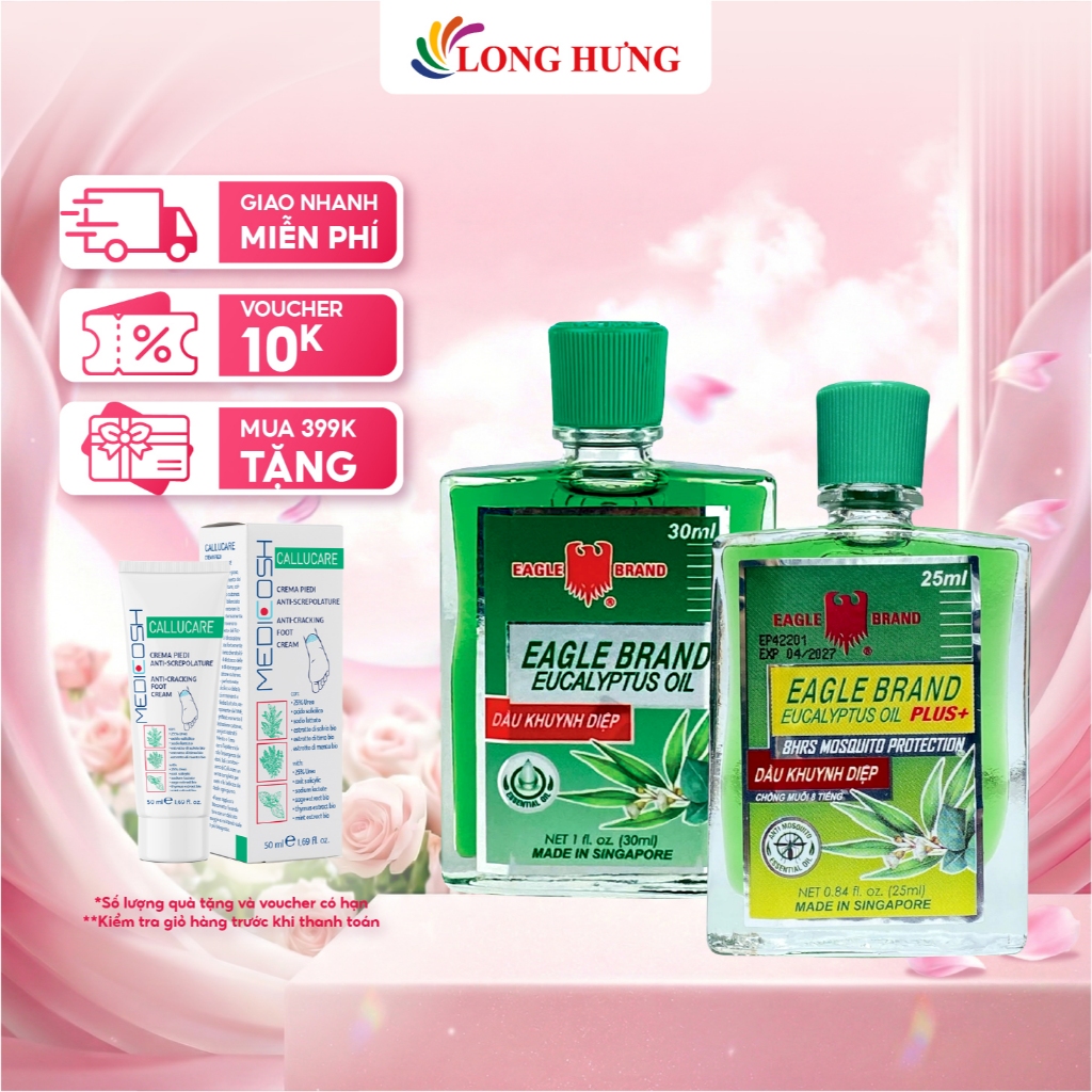 Combo dầu khuynh diệp Eagle Brand Eucalyptus Oil Plus+ (25ml) + dầu khuynh diệp Eagle Brand Eucalypt