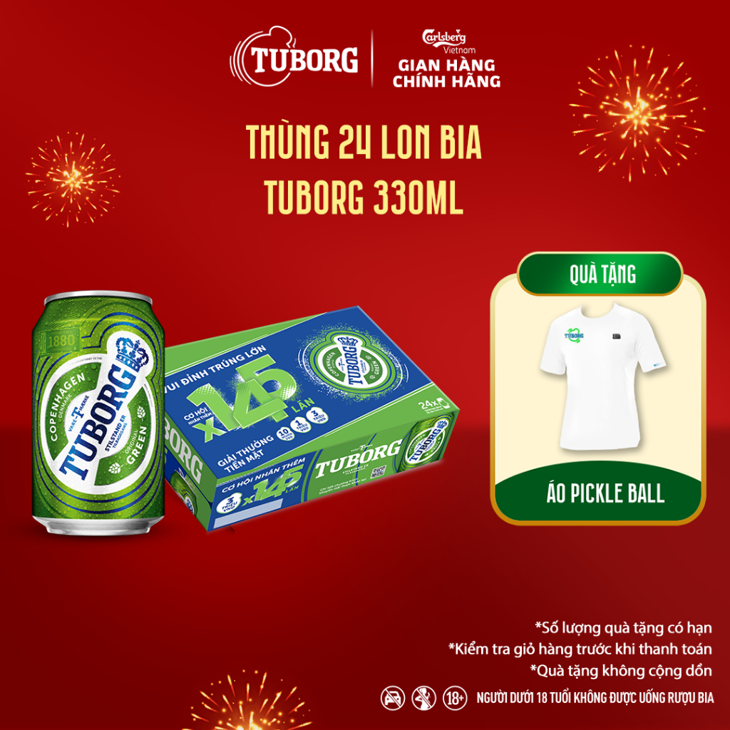 Thùng 24 lon Bia Lager Tuborg (330ml/lon) - Độ cồn 4.6%