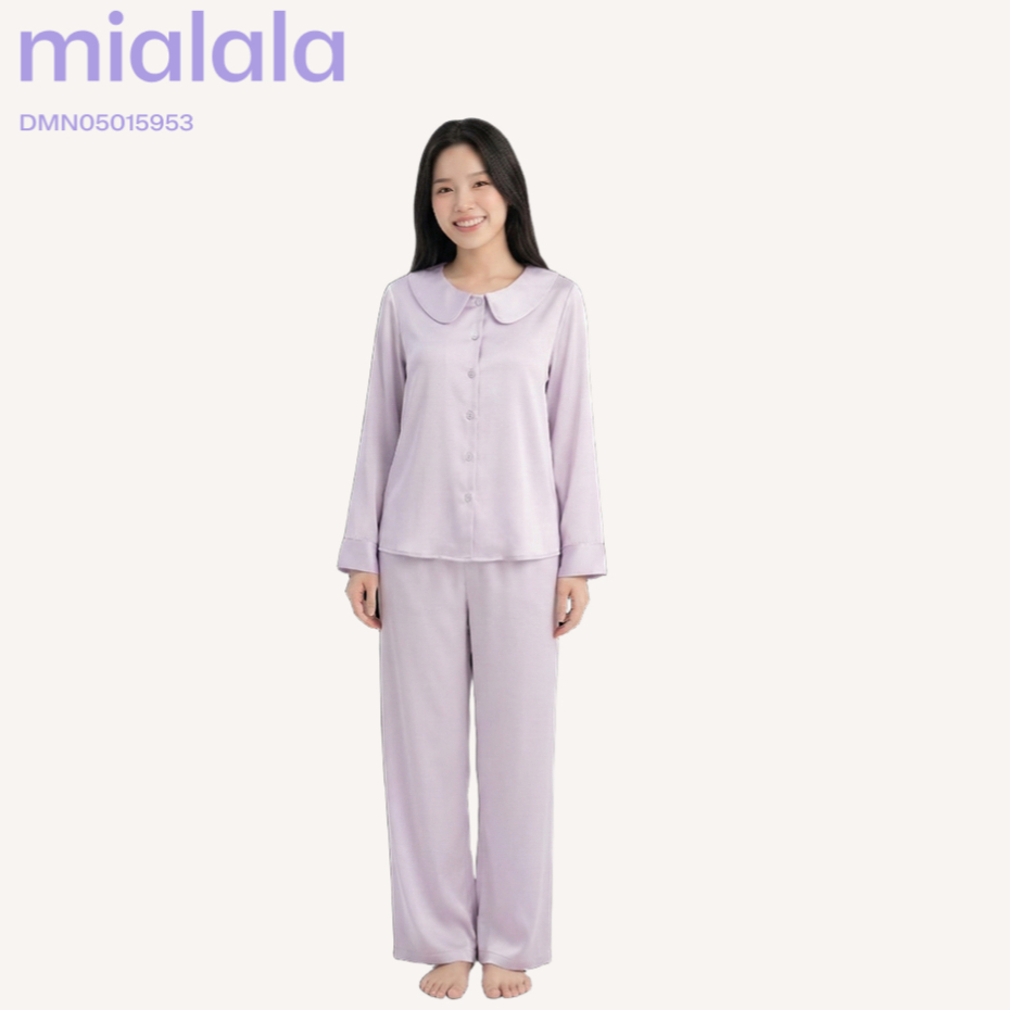 [Love Soft] Mialala Bộ Đồ Mặc Nhà Lụa Cổ Sen 5953 Chất Liệu Lụa Mềm Mịn Cổ Đệu Trơn Có Viền Lé Thiết