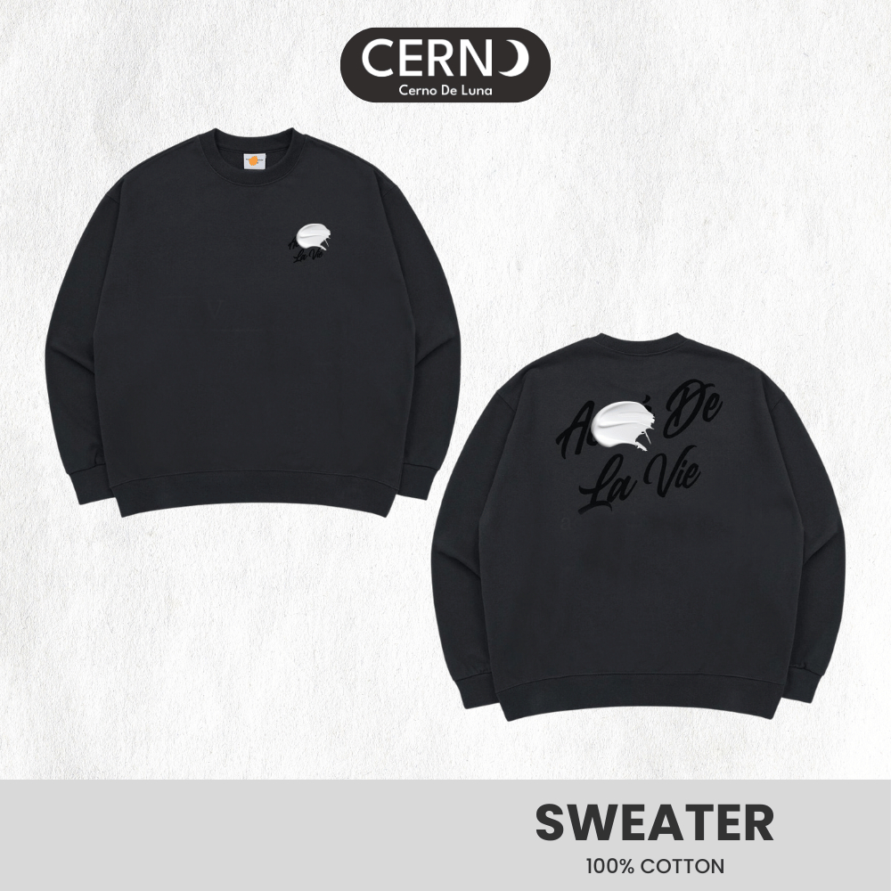 Áo nỉ Sweater CERNO AD LV Chữ Nghiên  Vải Chân Cua  Kiểu Dáng Basic Dành Cho Nam Nữ Định Lượng 380gs
