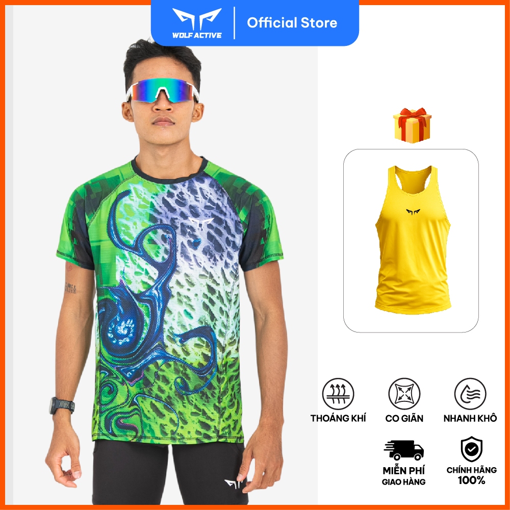 Áo Thun Chạy Bộ Nam Wolf Active Fern Cell 265, Chất Vải Wolf Active Siêu Nhẹ, Thoáng Khí