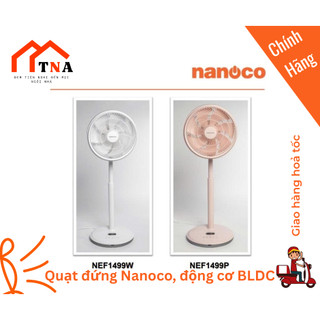 Quạt đứng động cơ BLDC có remote 14inch, 7 cánh, màu hồng/trắng Nanoco model NEF1499