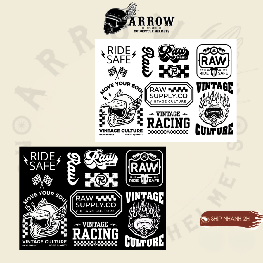 Sticker UV siêu bền Arrow shop decore trang trí mũ bảo hiểm, laptop....