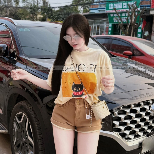 [Hàng Đẹp] Áo Thun GC Mèo Đen 2026 New Basic Form Rộng Unisex Nam Nữ Chất Vải 260gsm ROMANCE STUDIO 