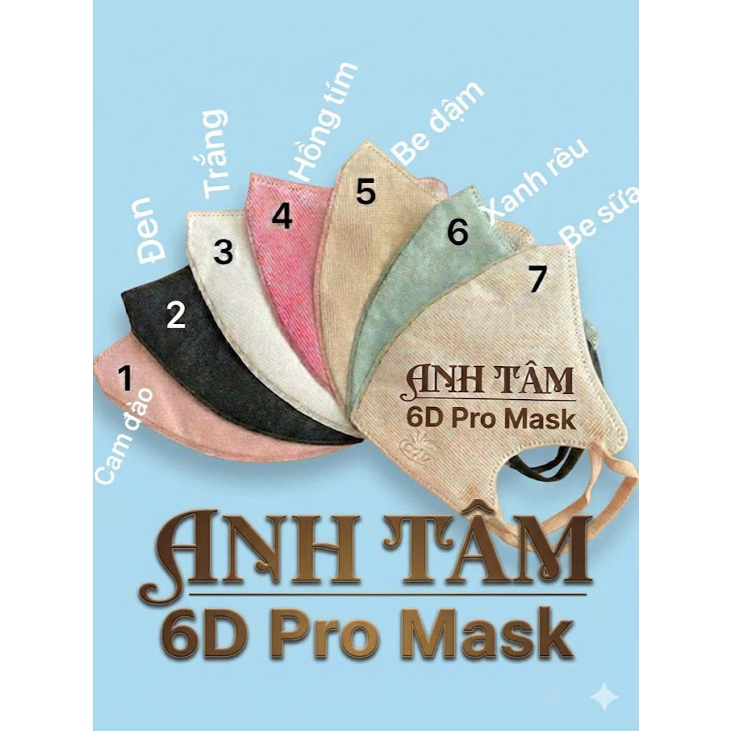 (100 cái) Khẩu Trang 6D Pro Mask ANH TÂM Kháng Khuẩn 3 Lớp Thoáng Khí Chống Bụi Mịn