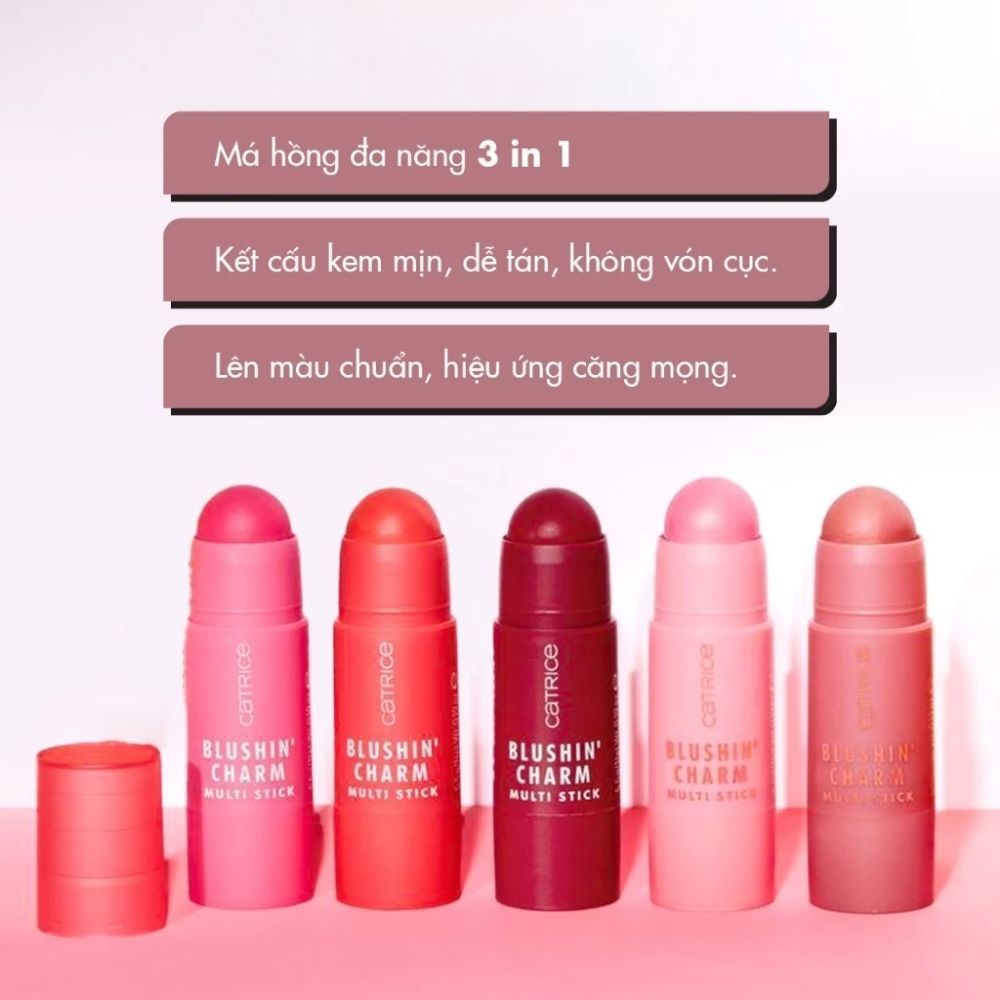 Ảnh 4 của Thỏi má hồng Catrice 3in1 cho má - môi - tạo khối Blushin' Charm Multi Stick