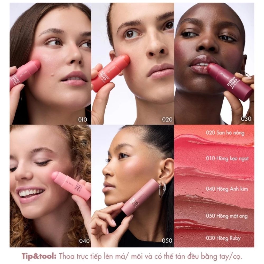 Ảnh 5 của Thỏi má hồng Catrice 3in1 cho má - môi - tạo khối Blushin' Charm Multi Stick
