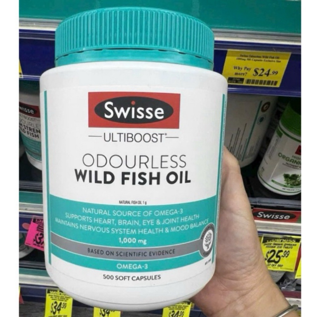Dầu cá không mùi Swisse Odourless Wild Fish Oil 1000mg 500 viên