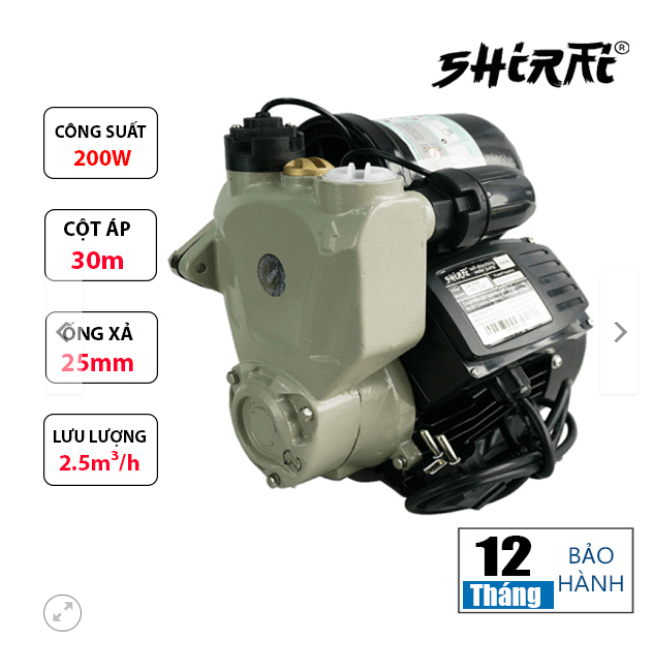 Bơm Tăng Áp Điện Tử Shirai Jlm60 200W không tiếng ồn, cảm biến chống cạn, tăng áp nhiều thiết bị cùn