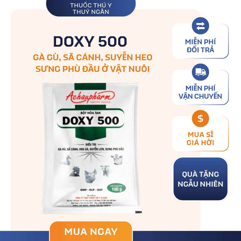 Doxy 500 gói 100 g | Đặc trị hô hấp, hen khẹt trên gà, heo