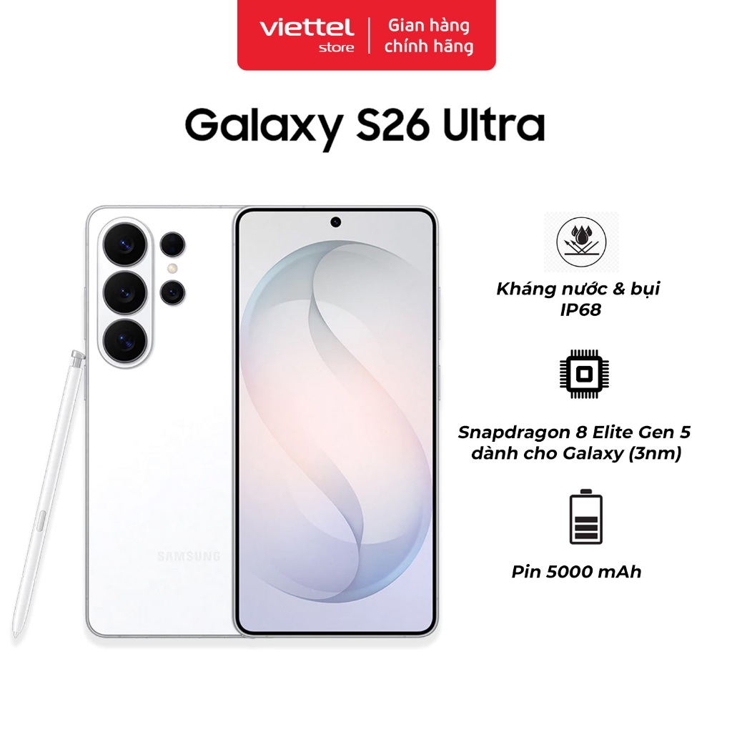 Điện thoại Samsung Galaxy S26 Ultra 12GB + 256GB| Privacy Display| Chip Snapdragon| Galaxy AI Phone | BigBuy360 - bigbuy360.vn