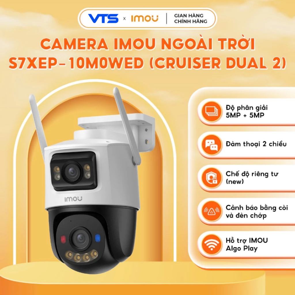 Camera Wifi IMOU 2 Mắt Cruiser Dual 2 S7XEP 10MP, S7XFP Pro 8MP, S7XP 6MP/10MP Ngoài Trời, Có Màu Ba