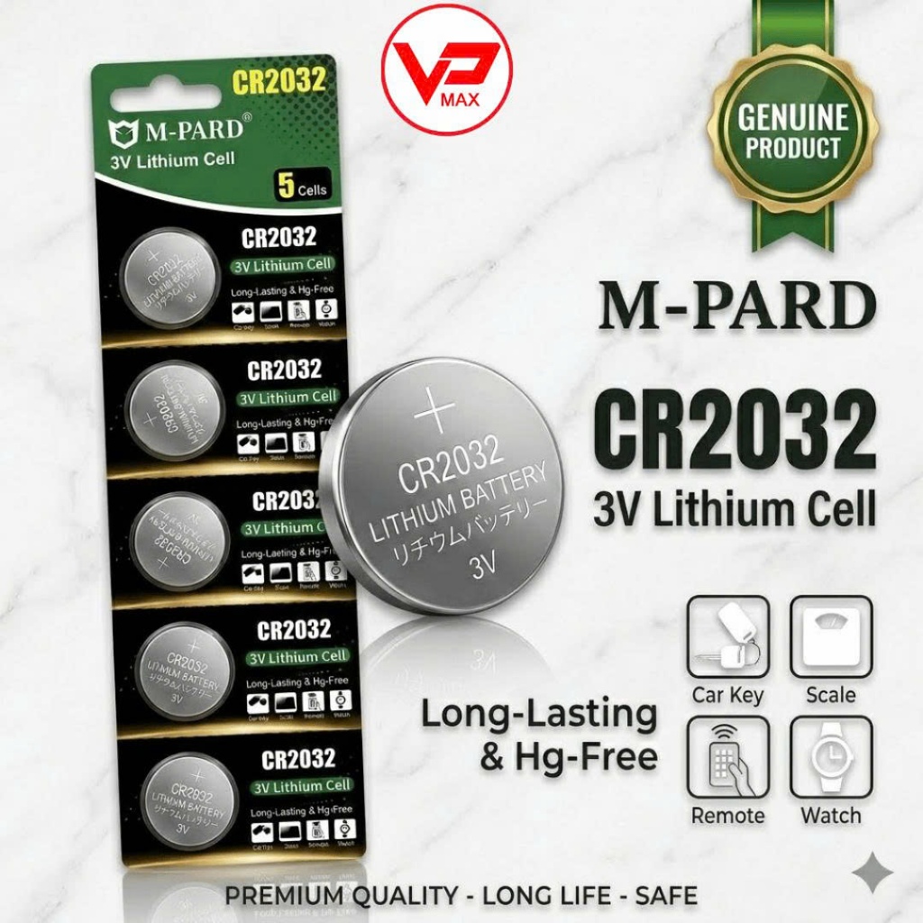 Vỉ 5 Pin Cmos Mpad CR2032 - 2032  Pin Lithium 2025 Pin Panasonic 2032 chính hãng -  3v - Hàng Chính 