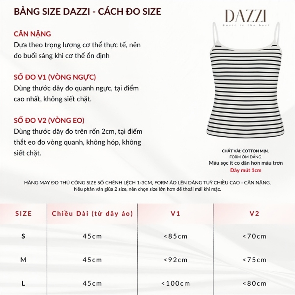 [SC] [KÈM MÚT] Áo hai dây nữ basic ôm dáng chất thun cotton mịn tôn dáng DAZZI Women A057 | BigBuy360 - bigbuy360.vn