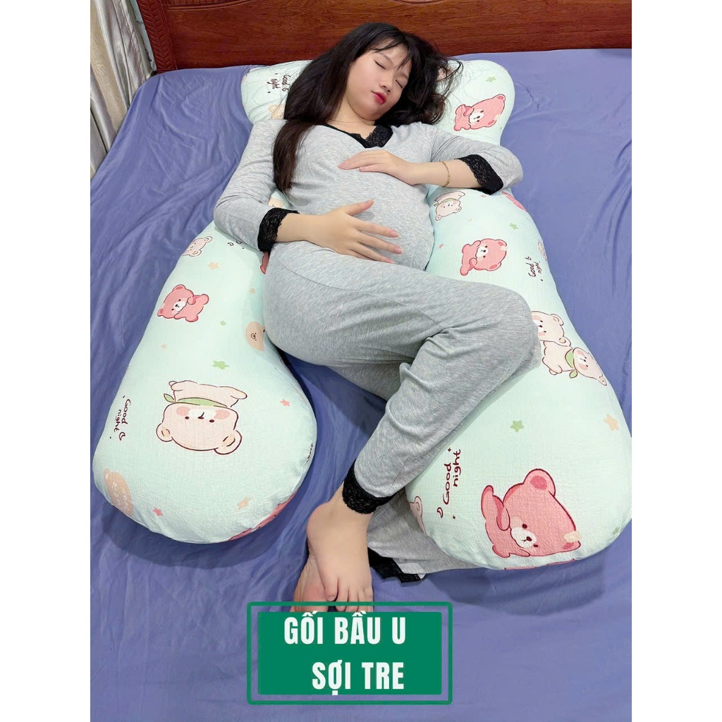 Gối bầu chữ U Zcare giảm chuột rút với vải sợi tre kháng khuẩn & gòn 7D  (1.35*0.82*0.22m) | Mã UT12