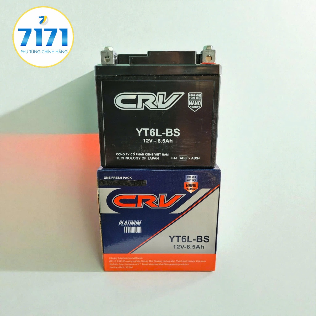 BÌNH LỠ YT6 XE SH MODE/SH VN/AB 125/VISION 125/VARIO/WINNER... BÌNH CRV 12V-6.5AH CÔNG NGHỆ NHẬT