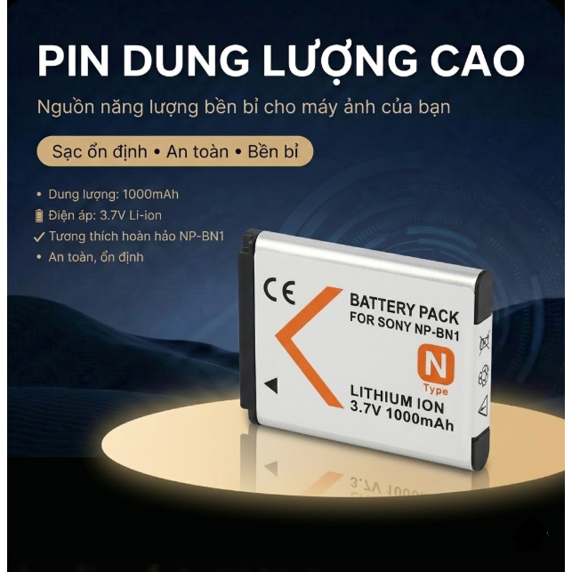 [FREESHIP] Pin Thay Thế Sony NP-BN1 Dung Lượng Cao 1000mAh Cho Máy Ảnh Cyber-shot DSC-W, DSC-T, DSC-
