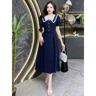 🍒Đầm công sở váy xoè cổ sen cách điệu MLXL2XL