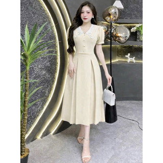 🍒Đầm công sở váy xoè cổ sen cách điệu MLXL2XL