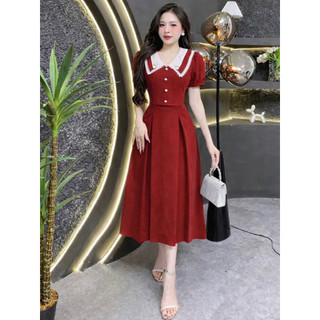🍒Đầm công sở váy xoè cổ sen cách điệu MLXL2XL