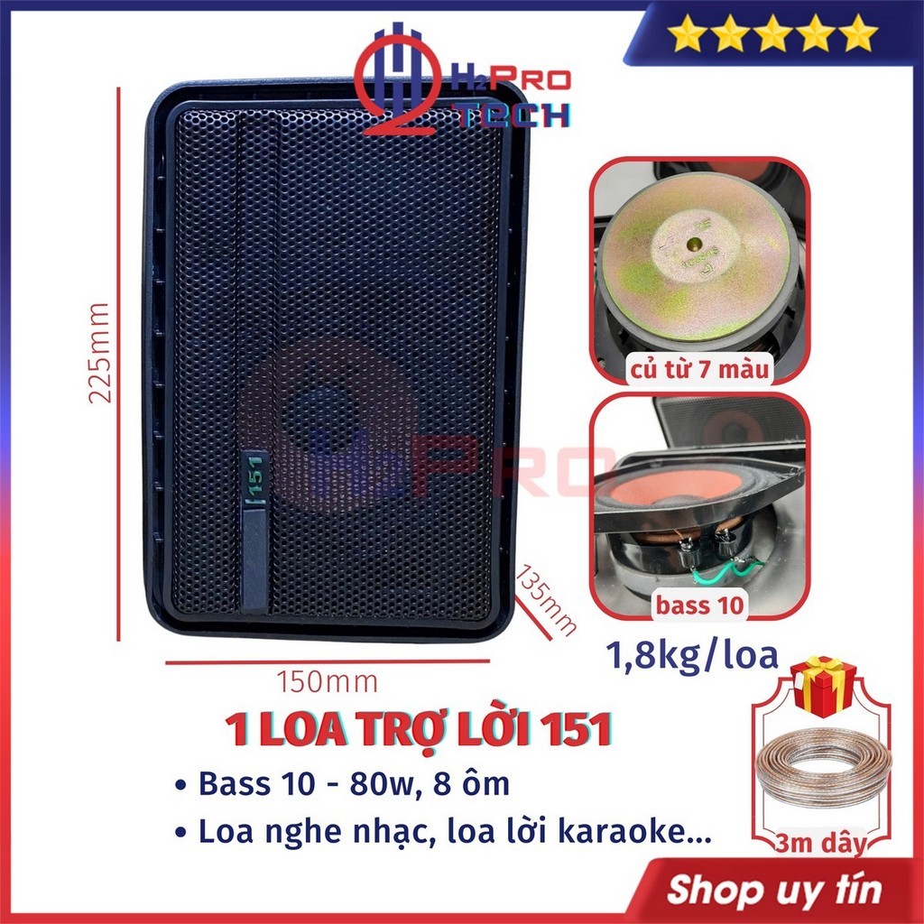 Loa Lời Karaoke 151 80W ( Giá 1 Cái, Tặng 3m Dây) Nghe Nhạc Hay, Loa Treo Tường Cafe, Nhà Hàng-H2Pro