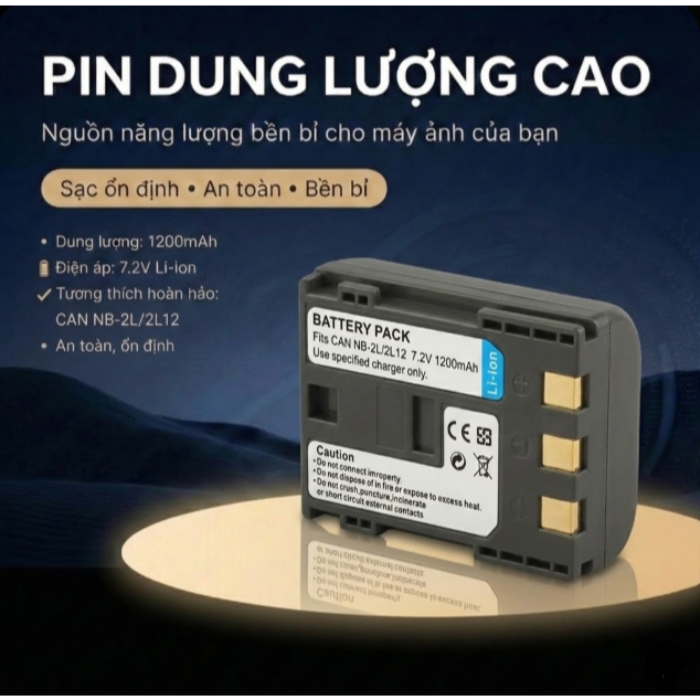 🔋 Pin Canon NB-2LH / NB-2L 1500mAh – Hiệu Suất Cao Cho EOS 350D, 400D, G7, G9, PC1018…