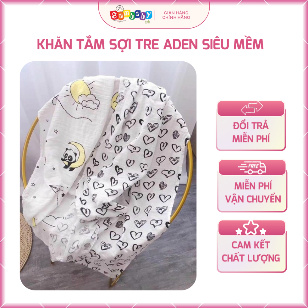 Khăn tắm sợi tre Aden Siêu Mềm cho bé kích thước 100cm x 90cm